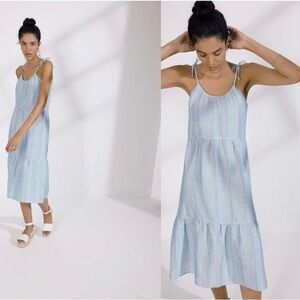 ELSE PATMOS SLIP DRESS - BLUE Small Cotton Linen